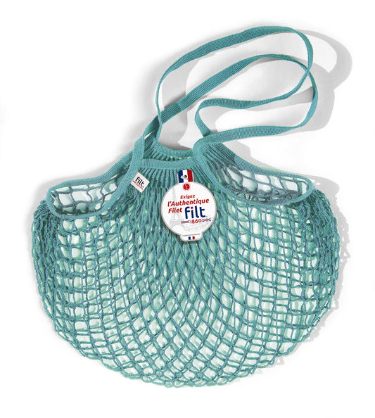 Blue Cotton Net Shopping Bag - Long Handles