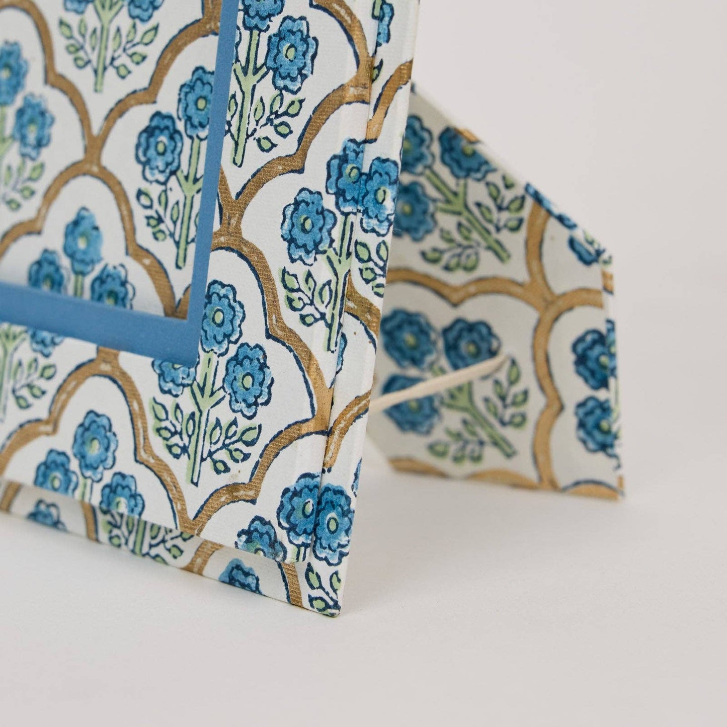 Block Printed Picture Frame (5X7) - Trellis Indigo