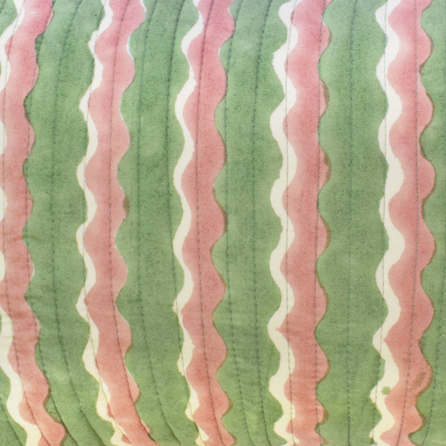 Cotton Quilted Frill Cushion Cover | Whirly Mint | Small