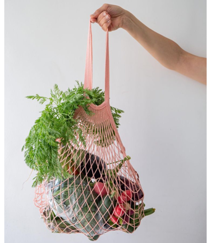 Blush Cotton Net Shopping Bag - Long Handles