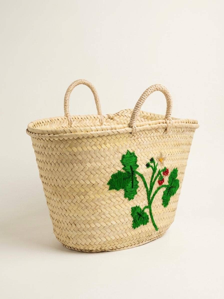 Wild Strawberry Straw Tote