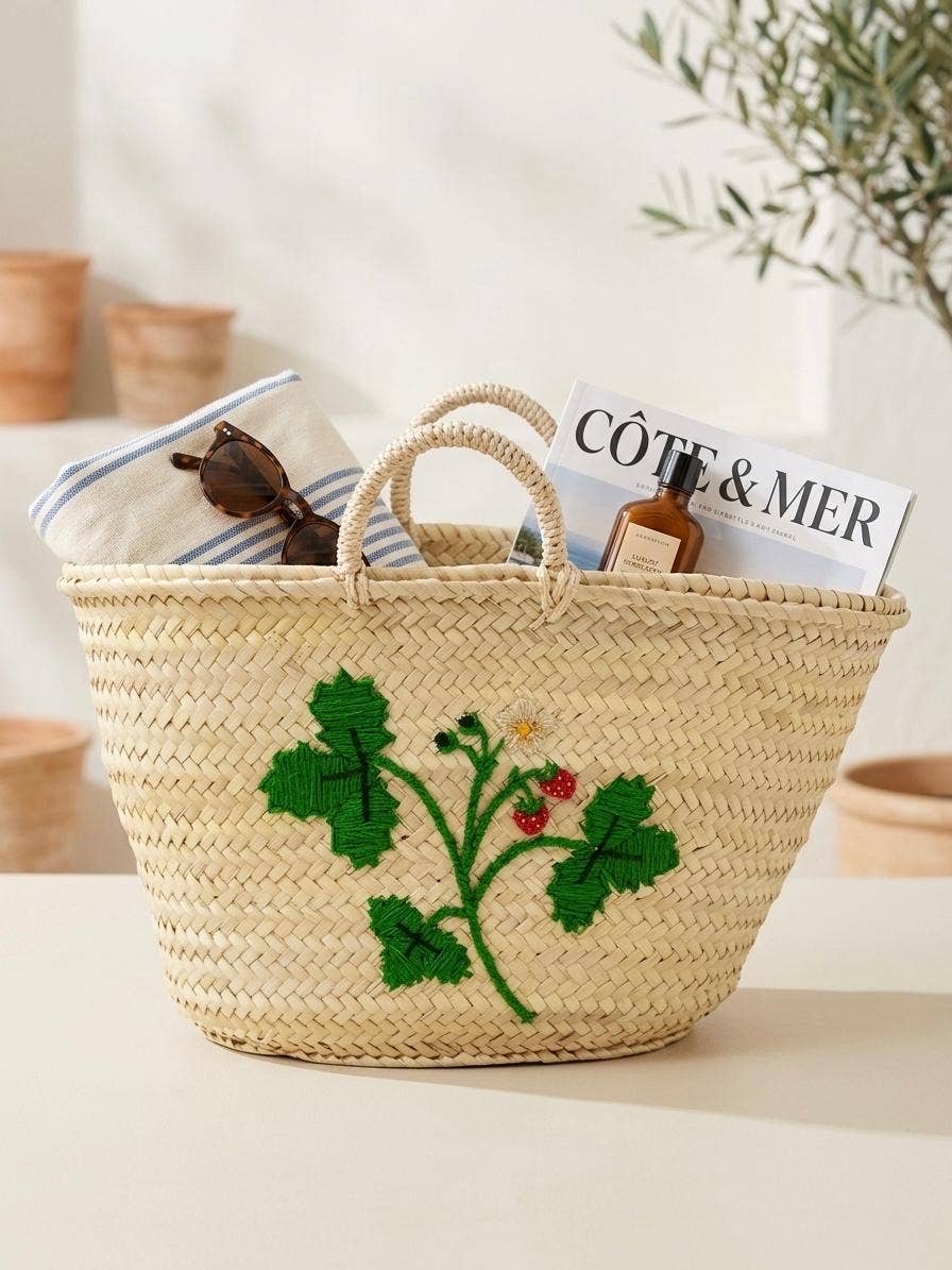 Wild Strawberry Straw Tote