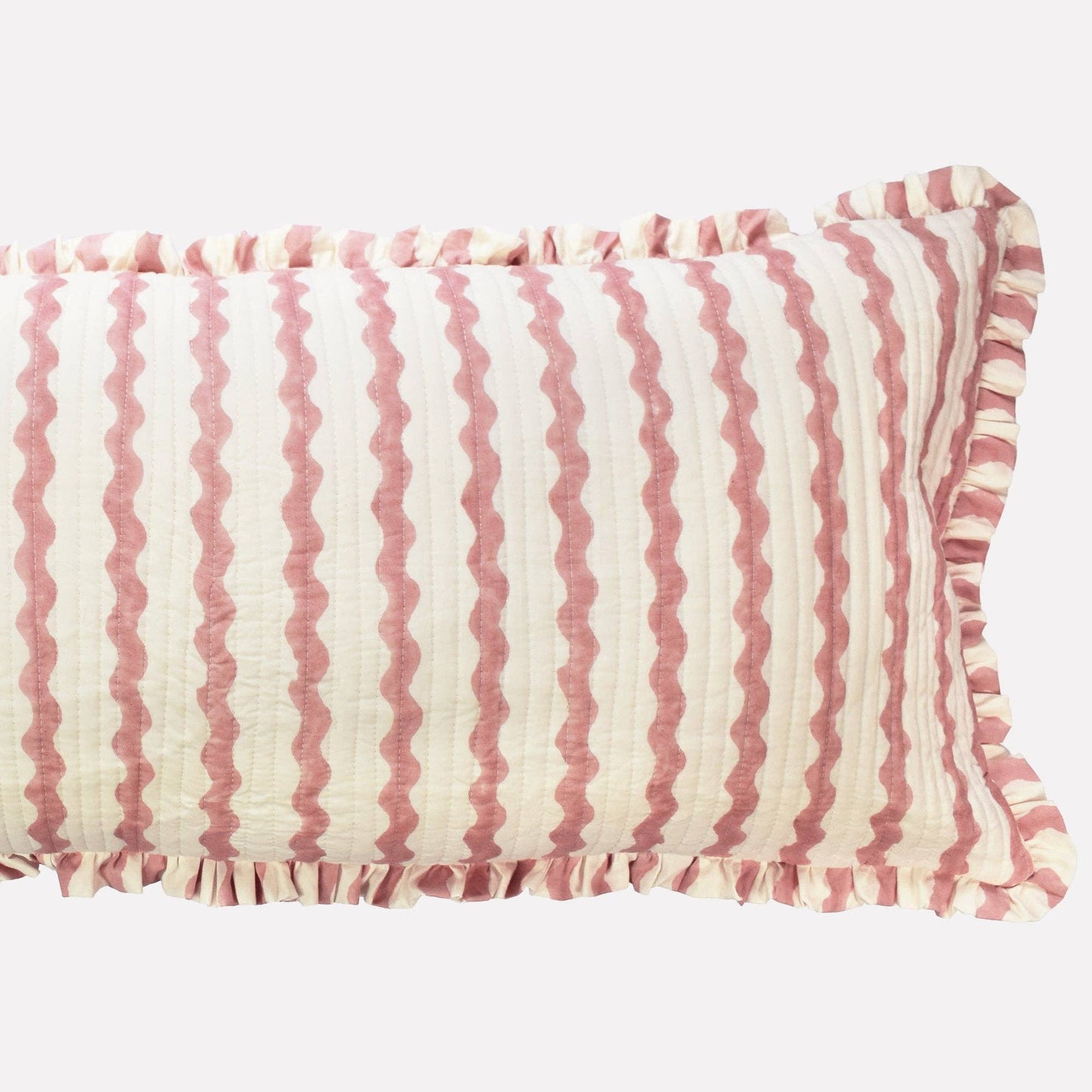 Cotton Quilted Frill Cushion Cover | Ripple Ice Cream | Bolster