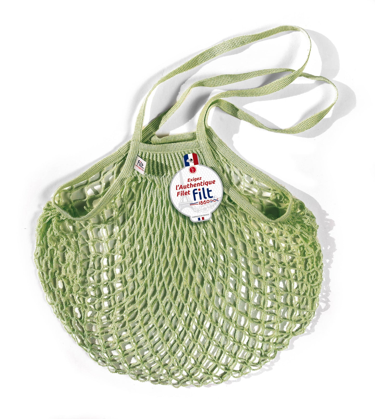 Green Cotton Net Shopping Bag - Long Handles