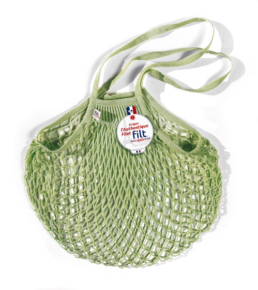 Green Cotton Net Shopping Bag - Long Handles