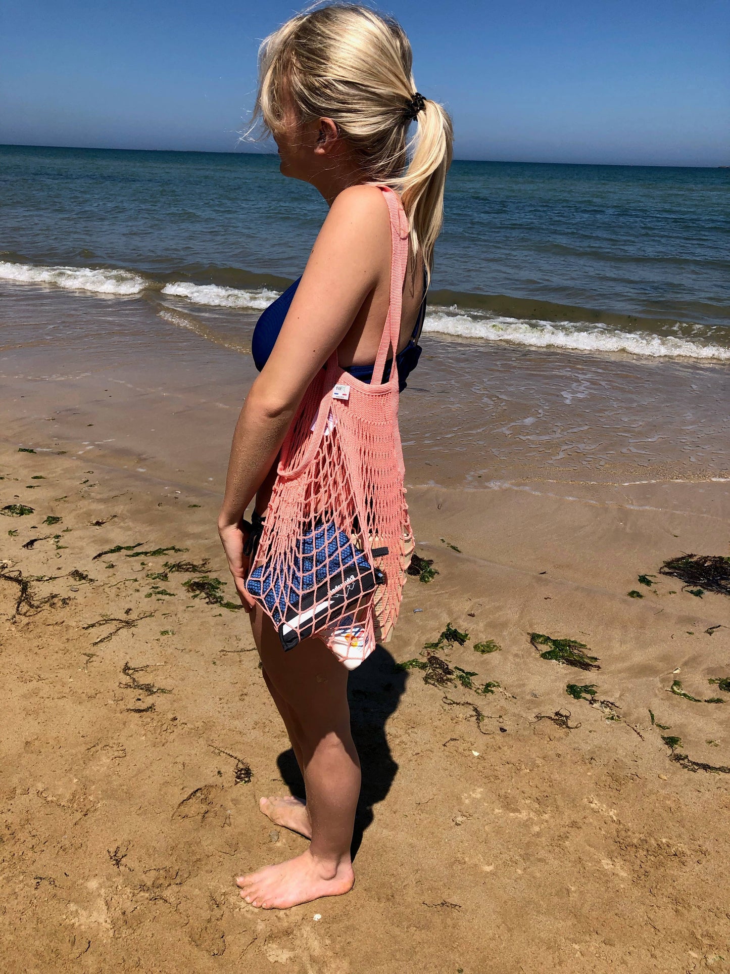 Blush Cotton Net Shopping Bag - Long Handles